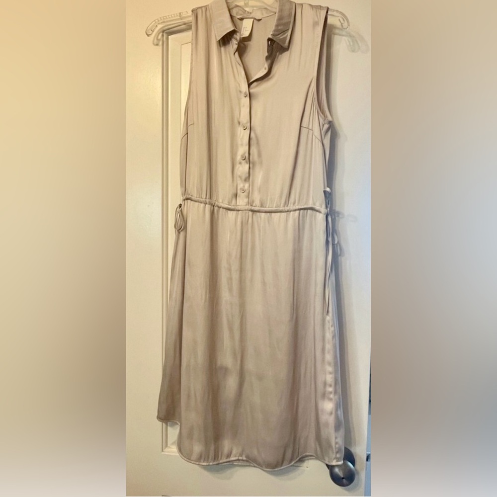 H&M Champagne Satin Shirt Dress size 4